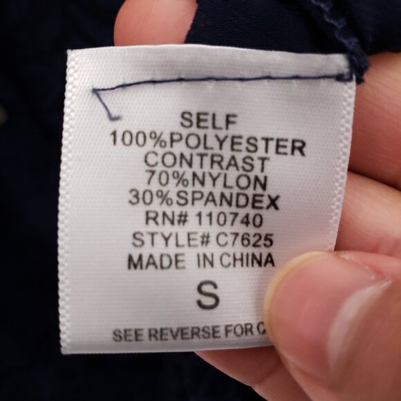 The Line of Style Navy Blue Mesh Lace Pattern Unique Design Long Blouse Size S - Picture 6 of 15